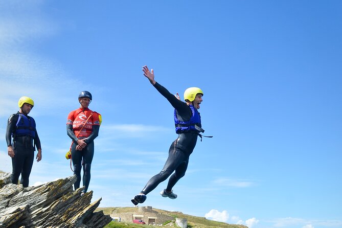 Coasteering Experience in Newquay - Entering the sea cave and Adventure Gully