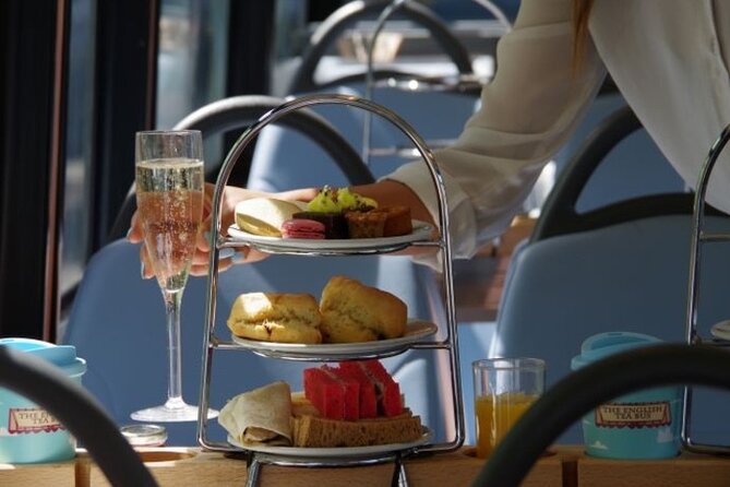 London Afternoon Tea Bus and Panoramic Tour on Lower Deck - Lower-deck seating and the table arrangement